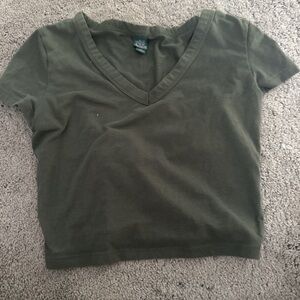 Wild Fable Dark Green V-Neck Crop Top